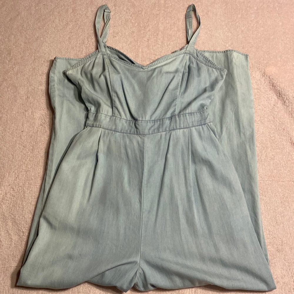 Light blue denim (light weight) pant romper